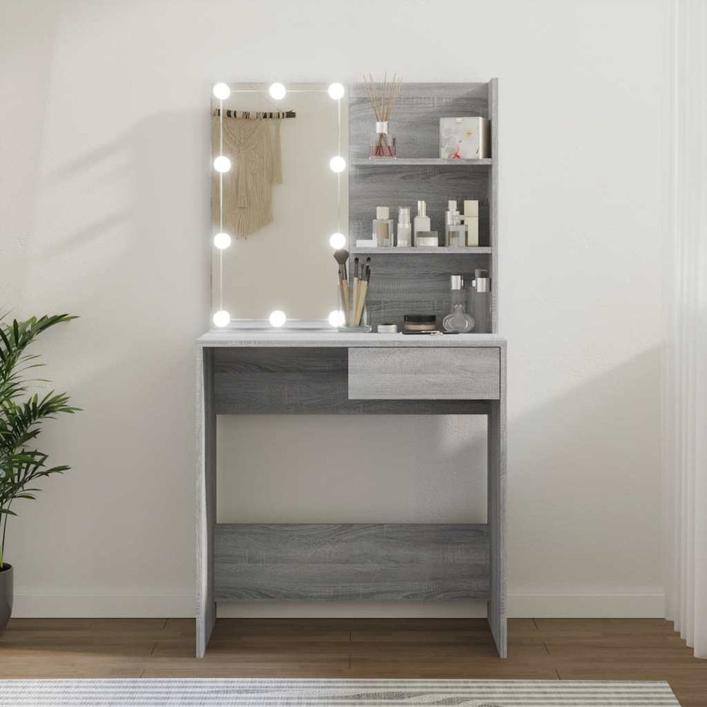 Schminktisch mit LED Grau Sonoma 74,5cm