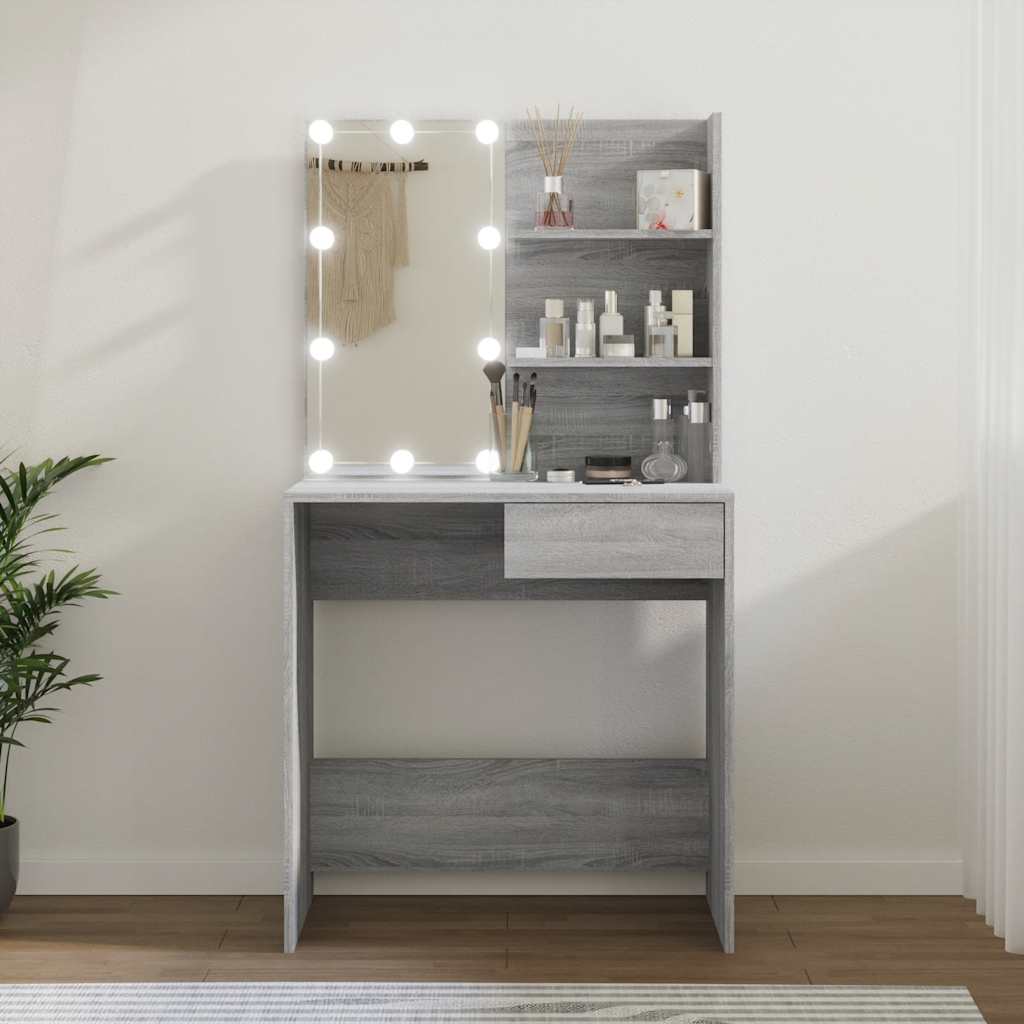 Schminktisch mit LED Grau Sonoma 74,5cm