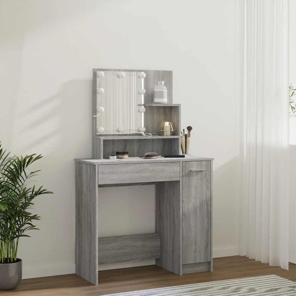 Schminktisch mit LED-Beleuchtung Grau Sonoma
