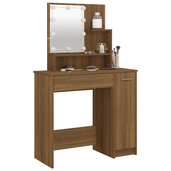 Schminktisch mit LED Braun Eiche 86,5 cm