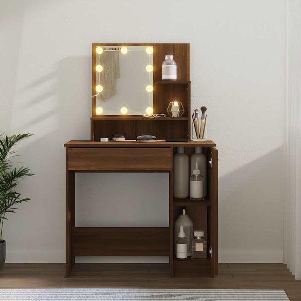 Schminktisch mit LED Braun Eiche 86,5 cm