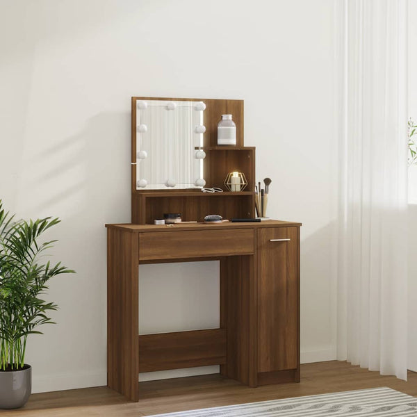 Schminktisch mit LED Braun Eiche 86,5 cm