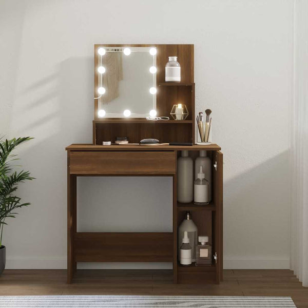 Schminktisch mit LED Braun Eiche 86,5 cm
