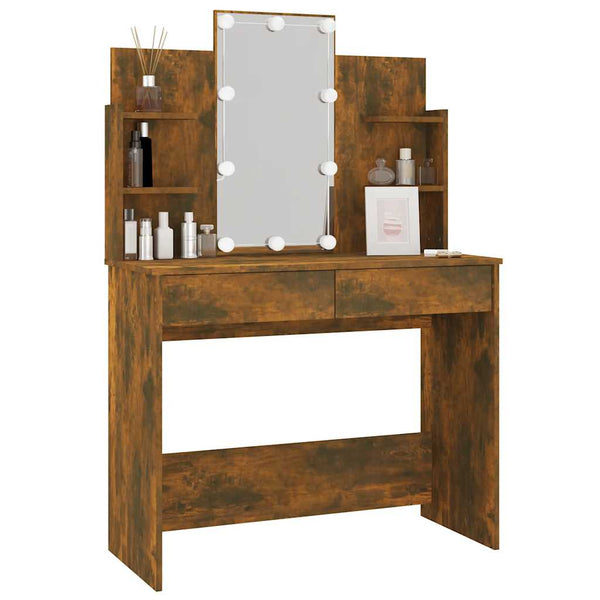 Schminktisch mit LED Räuchereiche 96 cm