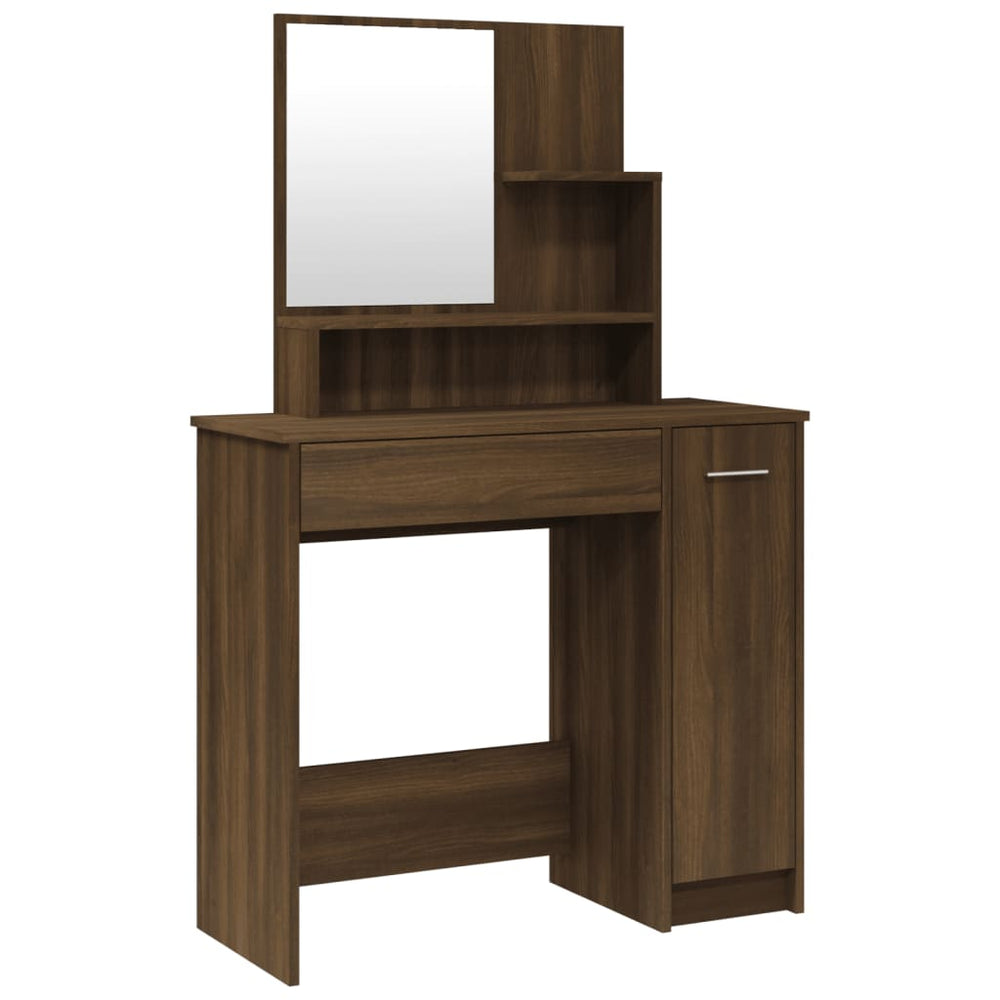 vidaXL Dressing Table with Mirror Brown Oak Look 86.5x35x136 cm