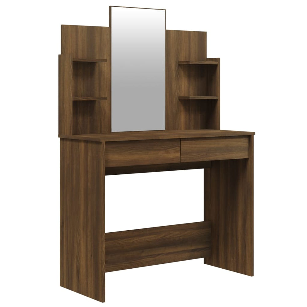 vidaXL Dressing Table with Mirror Brown Oak-look 96x40x142 cm