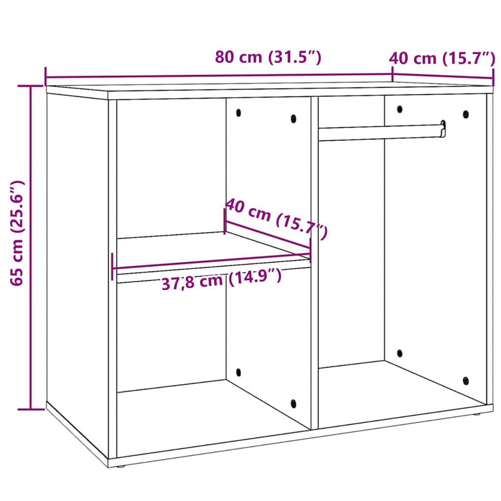 Schminktisch Regal Räuchereiche 80x40x65 cm