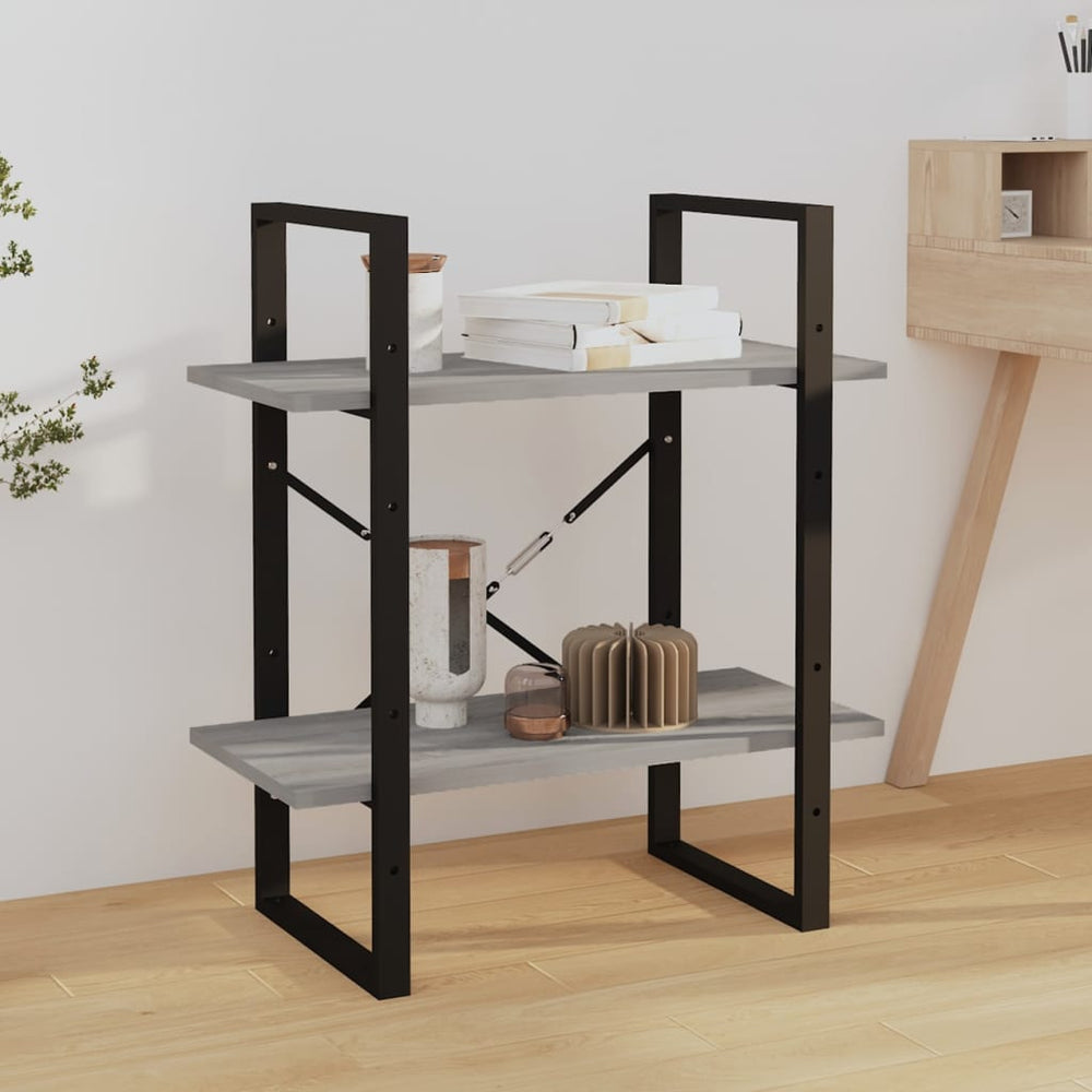 vidaXL Étagère à livres 2 compartiments gris Sonoma 60x30x70 cm aggloméré