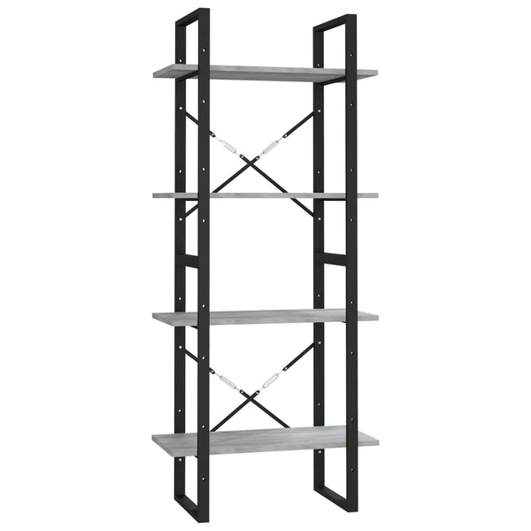 vidaXL Bookcase with 4 Compartments Grey Sonoma 60x30x140 cm Engineered Wood
