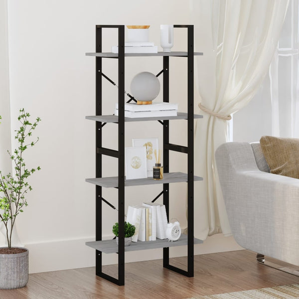 vidaXL Bookcase with 4 Compartments Grey Sonoma 60x30x140 cm Engineered Wood