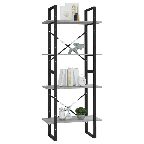 vidaXL Bookcase with 4 Compartments Grey Sonoma 60x30x140 cm Engineered Wood