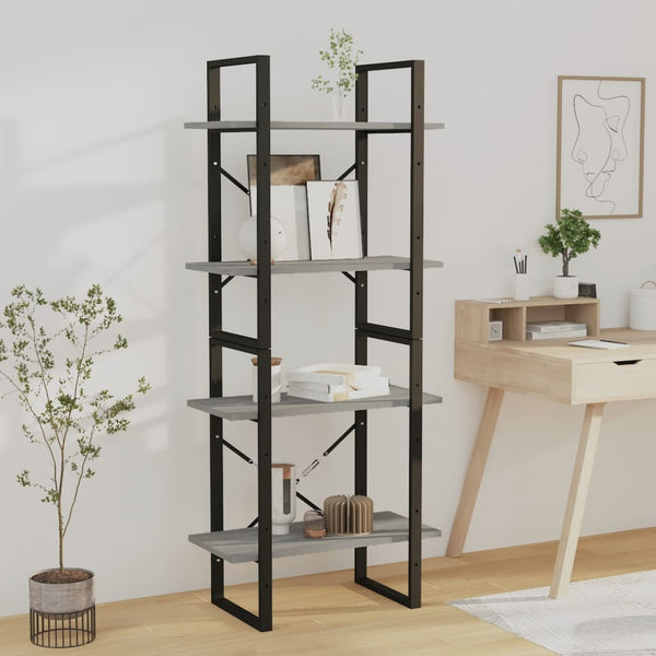 vidaXL Bookcase with 4 Compartments Grey Sonoma 60x30x140 cm Engineered Wood