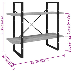 vidaXL Bibliothèque 2 niveaux Gris Sonoma 80x30x70 cm Bois d'ingénierie