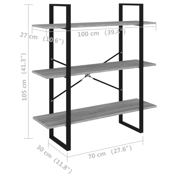 Bücherregal Grau Sonoma 100x105 cm