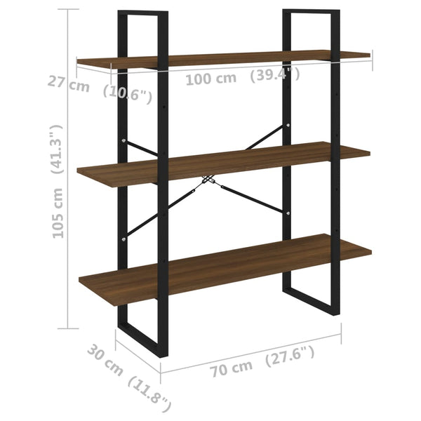 Bücherregal Braun Eichenoptik 100x105 cm