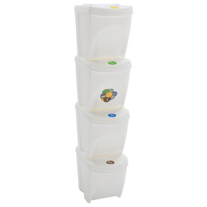Stapelbare Mülleimer 4 Stk. Weiß 100 L Polypropylen