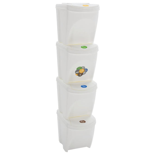 Stapelbare Mülleimer 4 Stk. Weiß 100 L Polypropylen