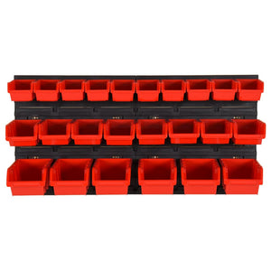 26-tlg Stapelboxen-Wandregal Rot & Schwarz 77x39cm Polypropylen