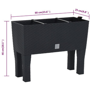 Hochbeet Anthrazit 60x25x46 cm PP-Rattan