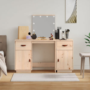 Schminktisch-Set mit LED Massivholz Kiefer