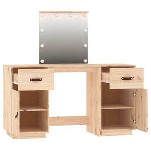 Schminktisch-Set mit LED Massivholz Kiefer