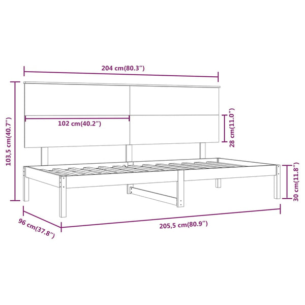 Tagesbett ohne Matratze 90x200 cm Massivholz Kiefer