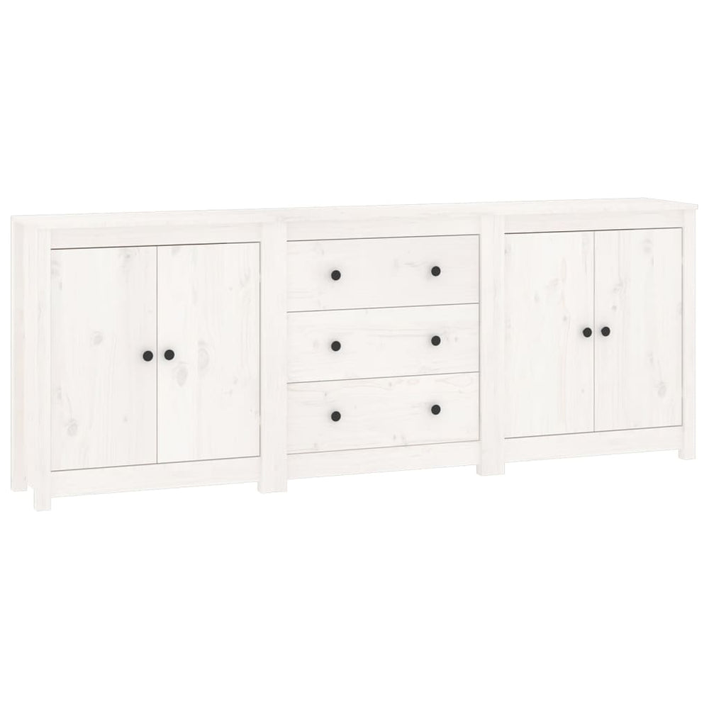 Sideboard Weiß 210x35x80 cm Massivholz Kiefer