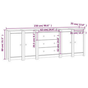 Sideboard 230x35x80 cm Massivholz Kiefer