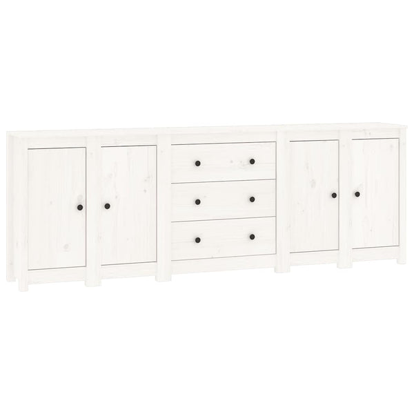 Sideboard Weiß 230x35x80 cm Massivholz Kiefer