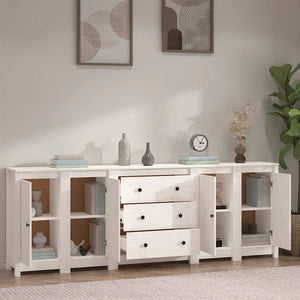 Sideboard Weiß 230x35x80 cm Massivholz Kiefer