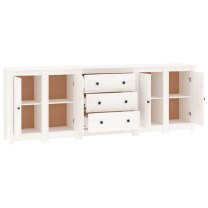 Sideboard Weiß 230x35x80 cm Massivholz Kiefer