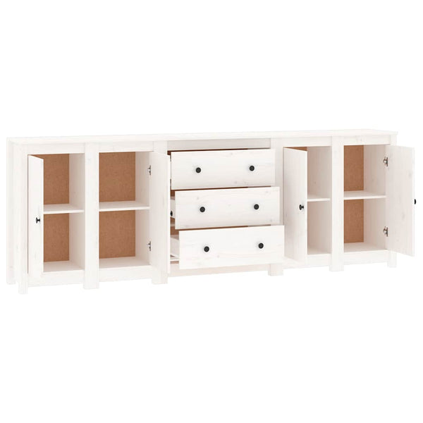 Sideboard Weiß 230x35x80 cm Massivholz Kiefer