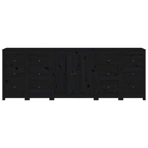 Sideboard Schwarz 230x35x80 cm Massivholz Kiefer
