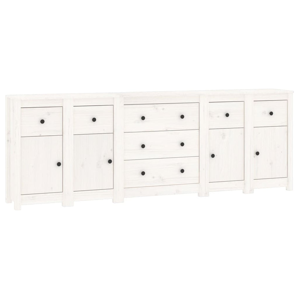 Sideboard Weiß 230x35x80 cm Massivholz Kiefer