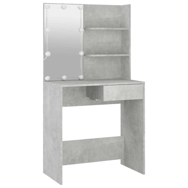 Schminktisch-Set mit LED Betongrau Holzwerkstoff