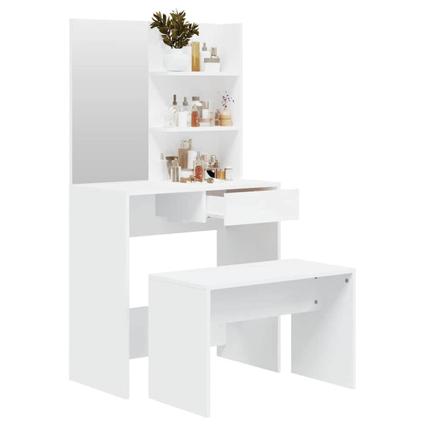 Schminktisch-Set Weiß 74,5x40x141 cm