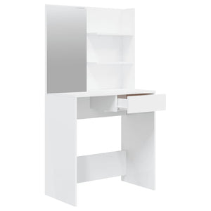 Schminktisch-Set Hochglanz-Weiß 74,5x40x141 cm