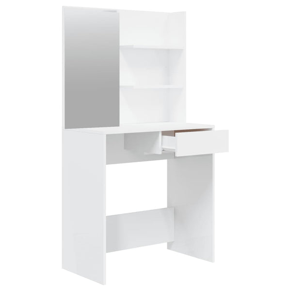Schminktisch-Set Hochglanz-Weiß 74,5x40x141 cm