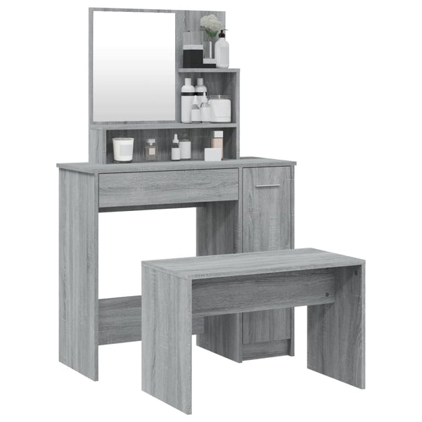 Schminktisch-Set Grau Sonoma 86,5x35x136 cm