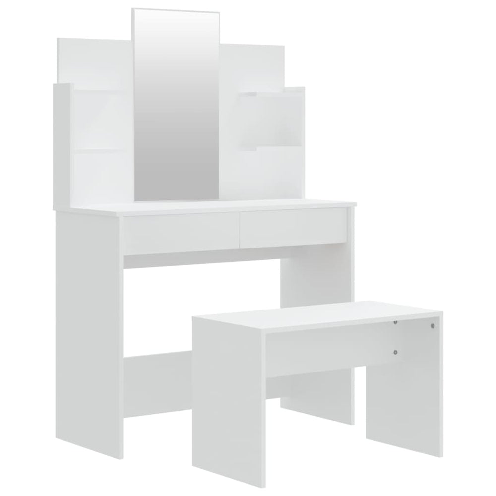 Schminktisch-Set Weiß 96x40x142 cm