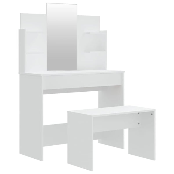 Schminktisch-Set Weiß 96x40x142 cm