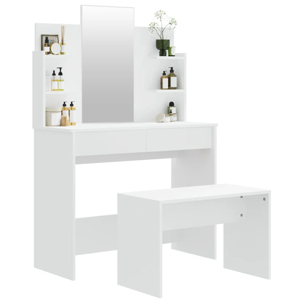 Schminktisch-Set Weiß 96x40x142 cm