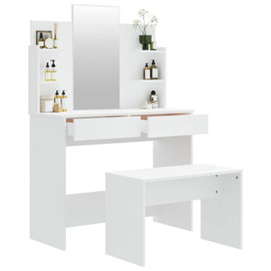 Schminktisch-Set Weiß 96x40x142 cm