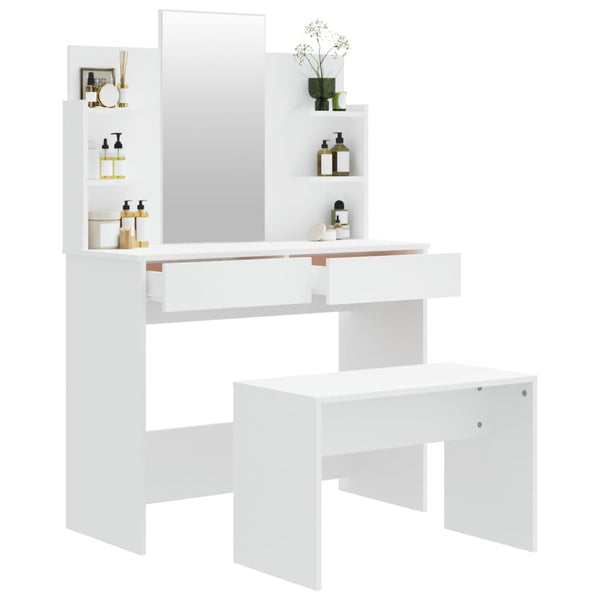 Schminktisch-Set Weiß 96x40x142 cm