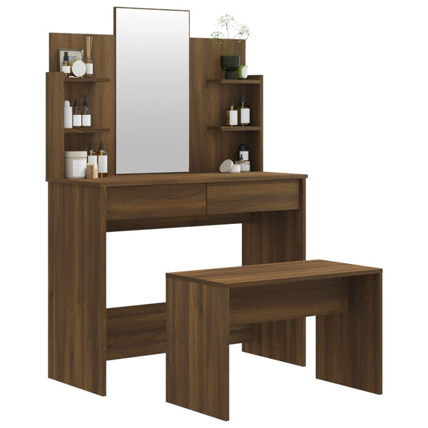 Schminktisch-Set Braun Eichen-Optik 96x40x142 cm