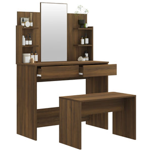 Schminktisch-Set Braun Eichen-Optik 96x40x142 cm