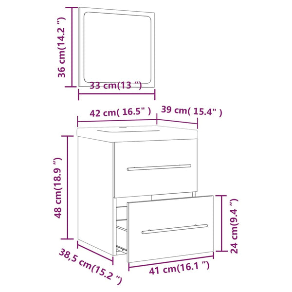 Waschbeckenunterschrank mit Einbaubecken Weiß Holzwerkstoff