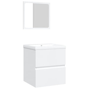Waschbeckenunterschrank mit Waschbecken und Spiegel Weiß