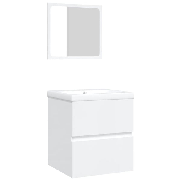 Waschbeckenunterschrank mit Waschbecken und Spiegel Weiß