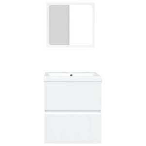 Waschbeckenunterschrank mit Waschbecken und Spiegel Weiß